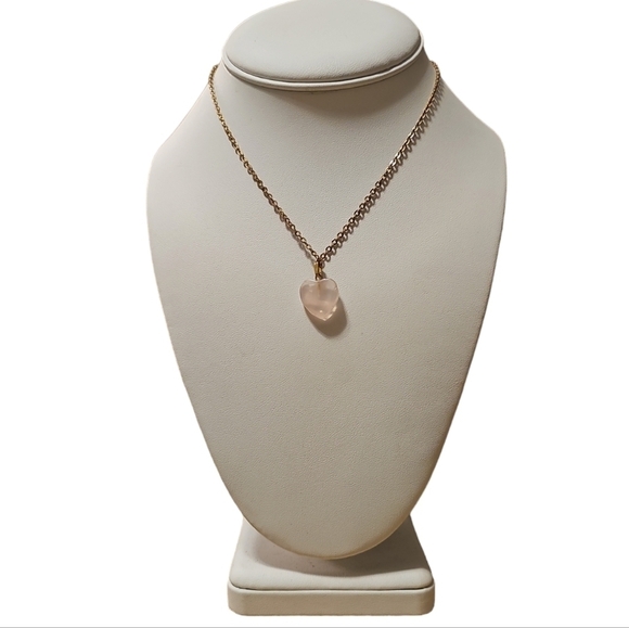 Rose Quartz Heart Necklace in Gold Plated Chain - Picture 1 of 4